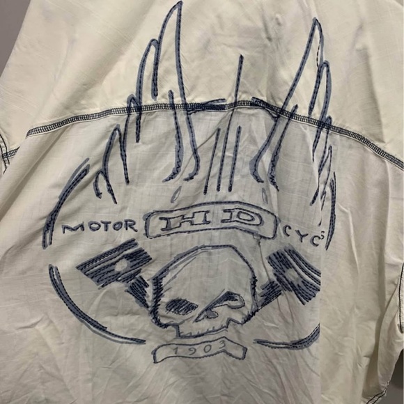 Harley Davidson Button Up T-Shirt 4XL Beige READ - Picture 7 of 10